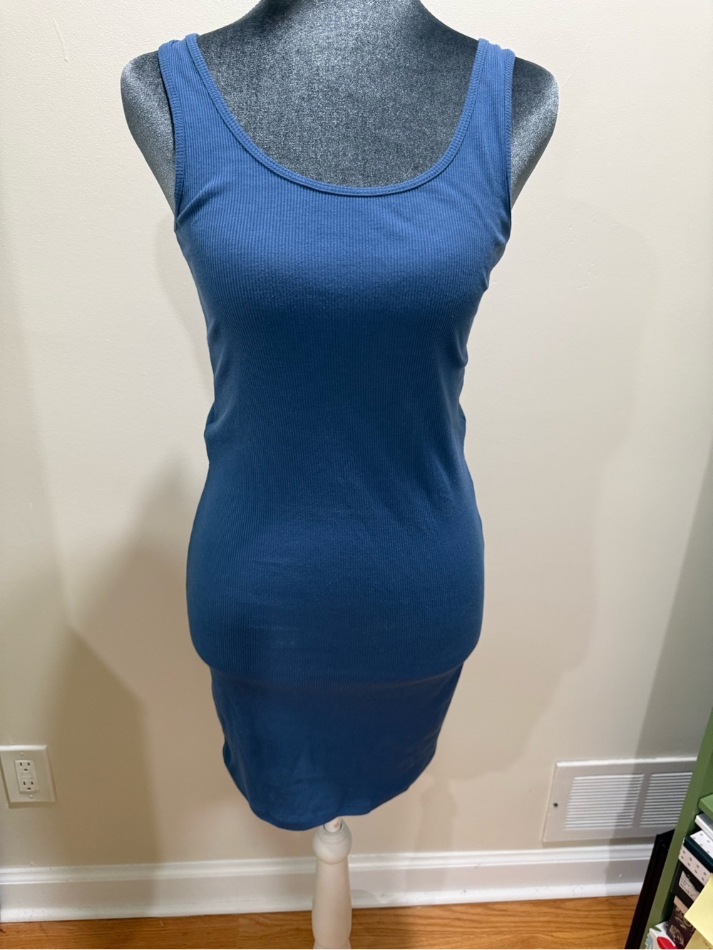 Double Zero Blue Ribbed Tank Dress